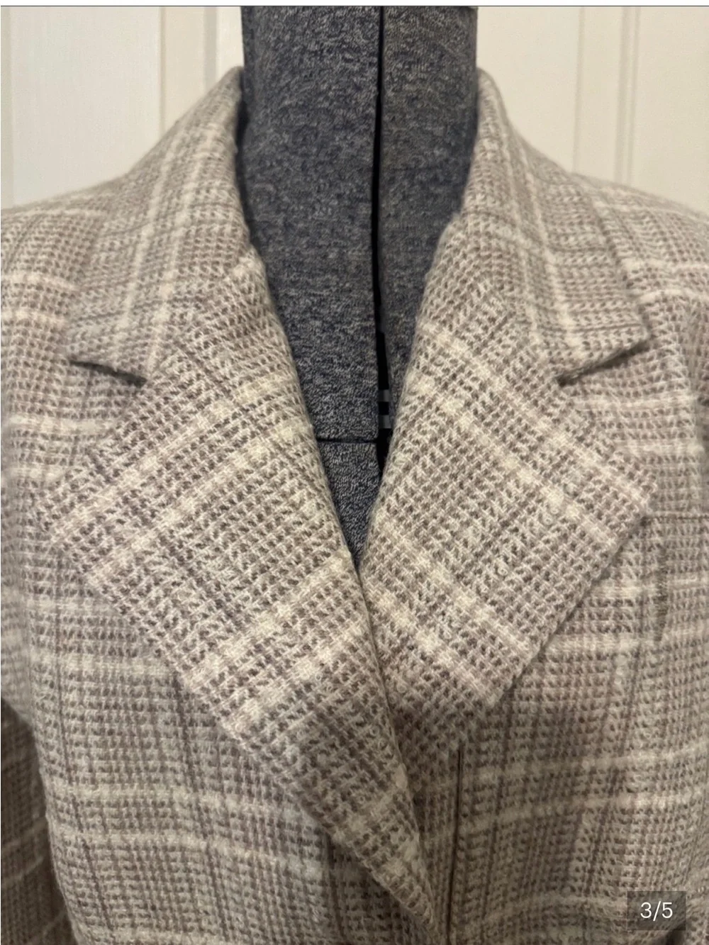 Dior Cropped Plaid Blazer in Taupe and Ivory and skirt
